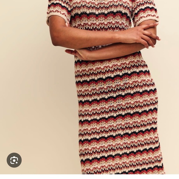 Brown Tan Nobody’s Child Midi Crochet like Knit Dress - Picture 2 of 6